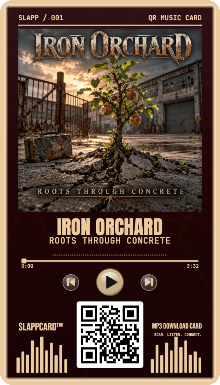 IRON ORCHARD — Roots Through Concrete, a Slappcard Bold card (front)