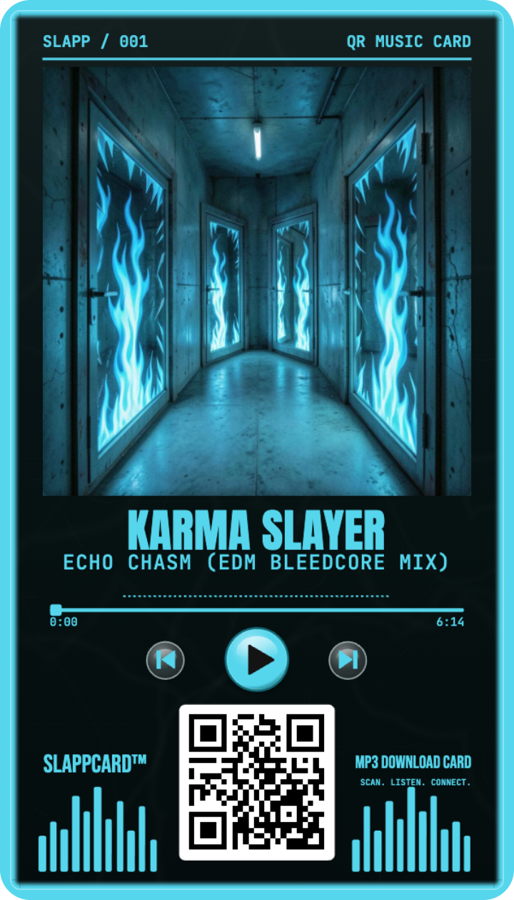 Karma Slayer — Echo Chasm (EDM Bleedcore Mix), a Slappcard Bold card (front)