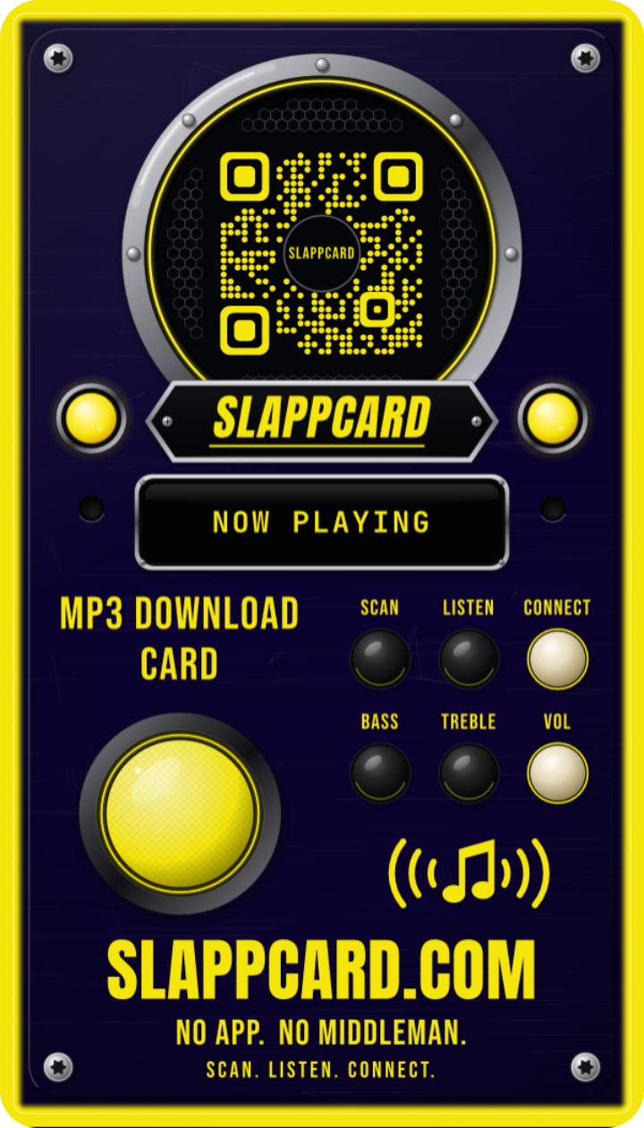 SLAPPCARD: WE DON'T CARE, back of a Slappcard