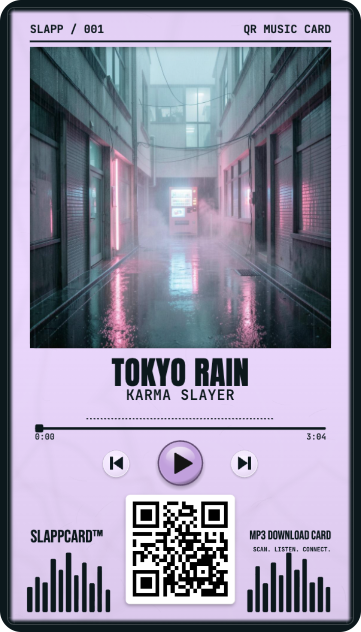 Tokyo Rain — Karma Slayer, a Slappcard Bold card (front)